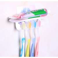 Self-Adhesive Eco Friendly Plastic Toothbrush Holder Toothpaste Dispenser Set Tooth Brushes Case Teeth Brush Stand